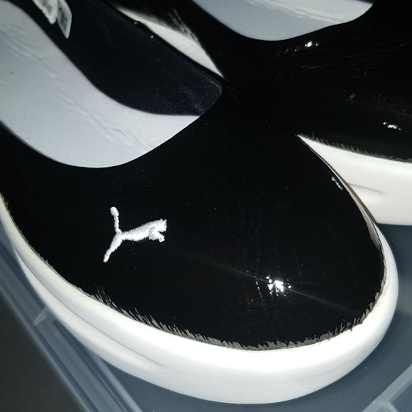 🚫SOLD🚫 Puma Black & White Patent Leather Wedges - Picture 2 of 6